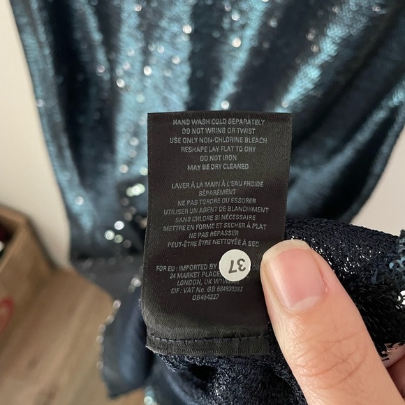 Moulinette Soeurs Interstellar Sequin Navy Midi Dress - Picture 10 of 14